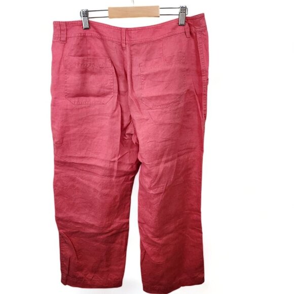 Jones New York 100% Linen Casual Pants size 12 (33x26") Pink Wide Leg Trousers - Picture 3 of 15